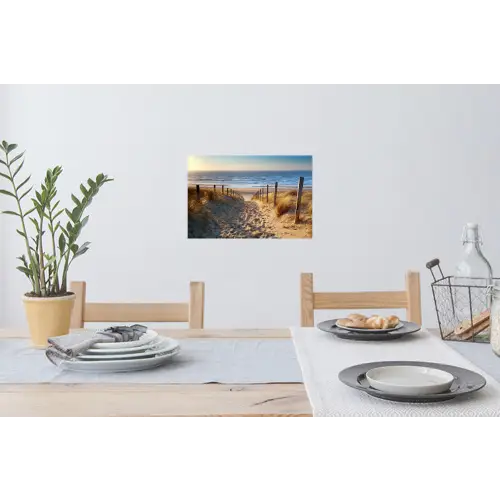 Strand - Zee - Nederland - Duinen - Zon Muursticker klein -eettafel