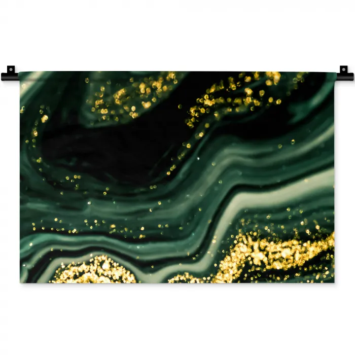 Marmer - Goud - Glitter - Groen - Marmerlook - Luxe Wandkleed katoen klein -zz3d
