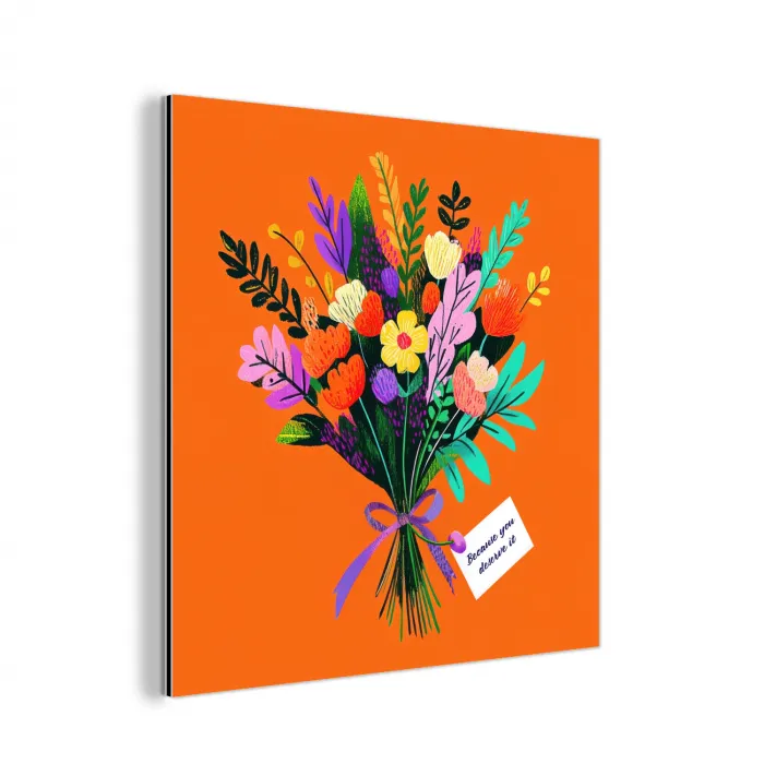 Kaartje - Boeket - Bloemen aluminium wit klein -3d