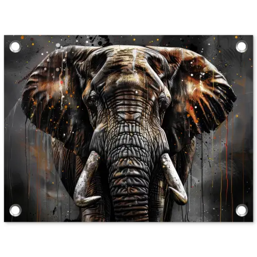 Olifant - Watercolor - Wilde dieren - Luxe tuinposter los doek klein -3d