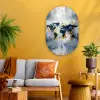 Wereldkaart - Blauw - Abstract Wandcirkel Ovaal Glas middel -sfeer4