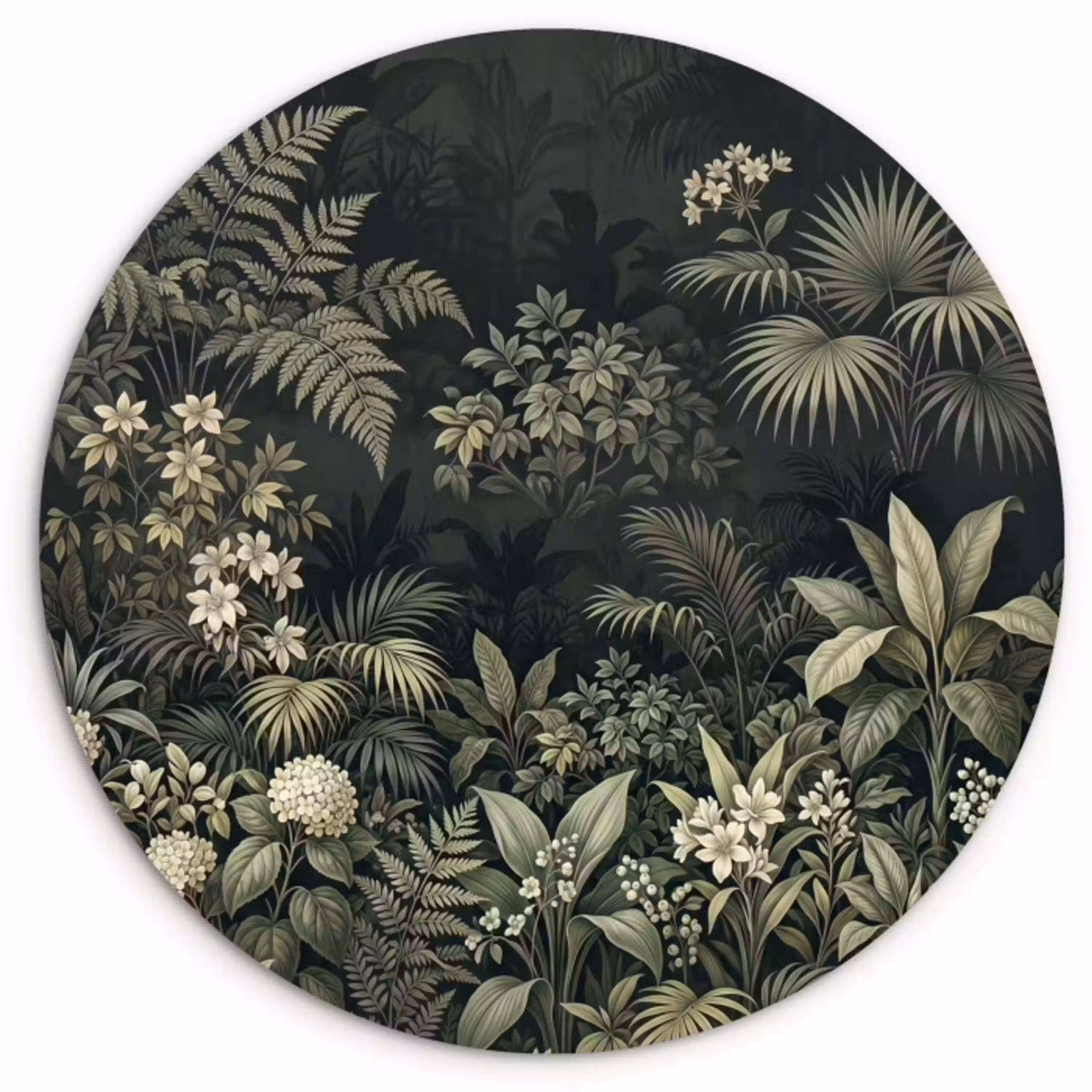 Jungle - Bladeren - Botanisch - Groen Wandcirkel kunststof plaat 5mm dik klein -3d