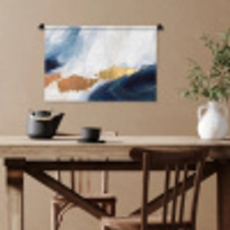 Abstract - Acryl - Blauw - Goud - Elegant Wandkleed katoen klein -sfeer6