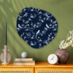 Grafisch - Bloesemtak - Blauw Wandcirkel Organisch Aluminium middel 851 -sfeer2