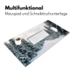 Weg - Sneeuw - Naaldbos - Winter - Avontuurlijk Muismat XXL klein -ysfeer4_duits