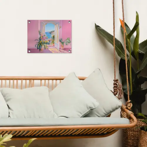 Roze - Buiten - Verf tuinposter los doek klein -sfeer7