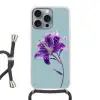 Lelie - Bloem - Paars - Stippen Hoesje iPhone 16 Pro Max met koord klein -3d