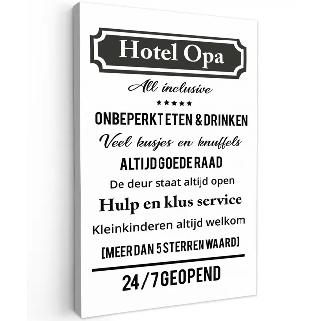 Quotes - Hotel opa - Spreuken - Opa canvas 2cm klein -z3d
