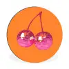 Discoballen - Kers - Spiegels - Roze Wandcirkel aluminium klein -3d