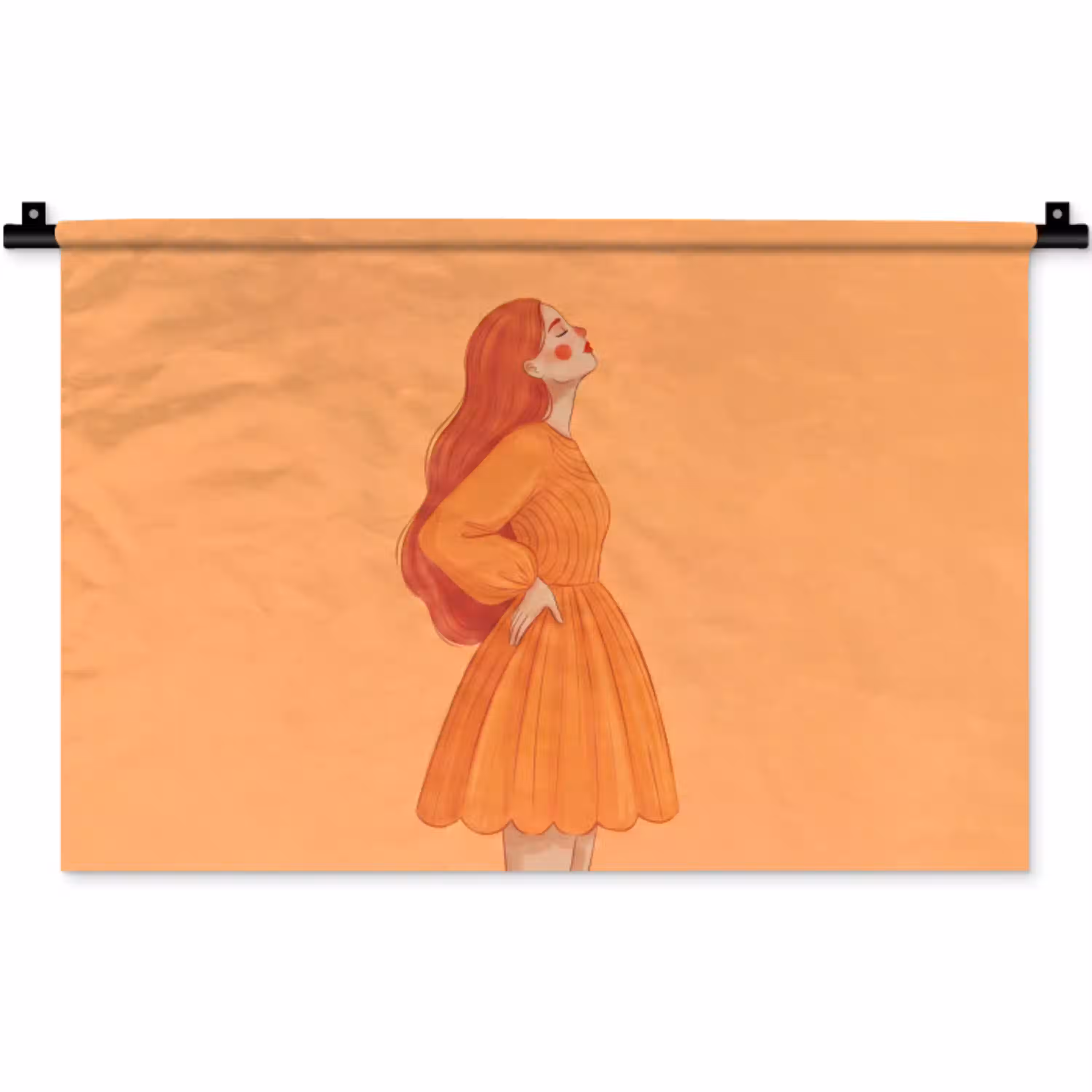 Vrouw - Profiel - Mensen - Modern - Oranje Wandkleed katoen klein -zz3d