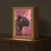 Luipaard - Bloemen - Roze Light Box met kabel (Tafellamp) klein -z3d_website