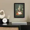 Kop - Bloemen - Groen - Koffie fotolijst zwart zonder passe partout klein -sfeer1