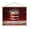 Rode - Velvet - Taart - Eten textielposter latten blank klein -3d