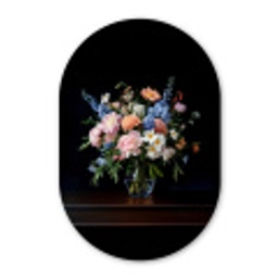 Pastel - Bloemen - Glazen - Vaas Wandcirkel Ovaal Glas middel -3d