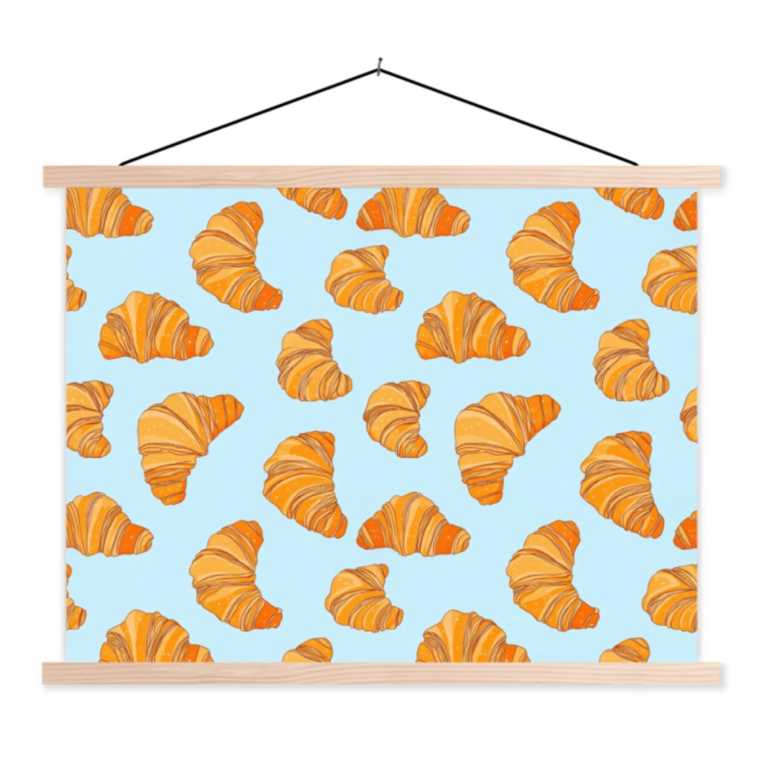 Croissant - Speels - Blauw textielposter latten blank klein 122 -3d