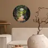 Doorkijk - Bloemen - Natuur - Rozenboog Wandcirkel behangsticker klein -sfeer1