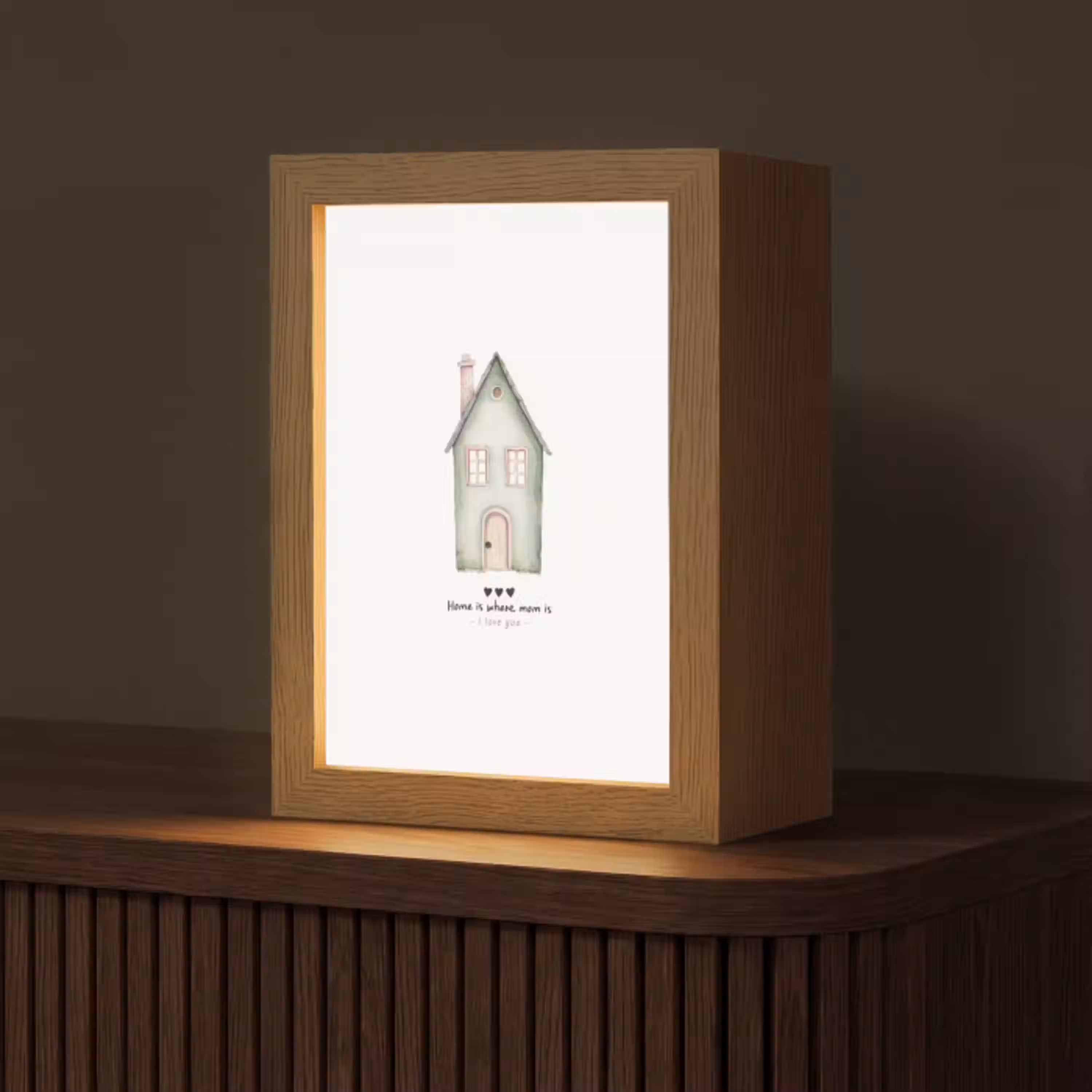 Huisje - Groen - Tekst - Liefdevol Light Box met kabel (Tafellamp) klein -z3d_website