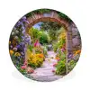 Doorkijk - Bloemen - Pad - Natuur Wandcirkel aluminium klein -3d