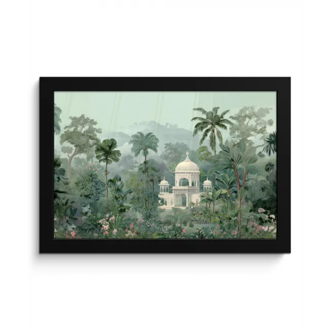 Tropische tuin - Koepelgebouw - Bloemen fotolijst zwart zonder passe partout klein -3d