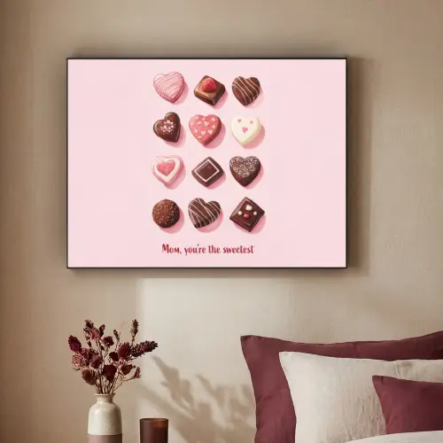 Chocolaatjes - Hartvormig - Liefste Textielframe zwart klein -sfeer1