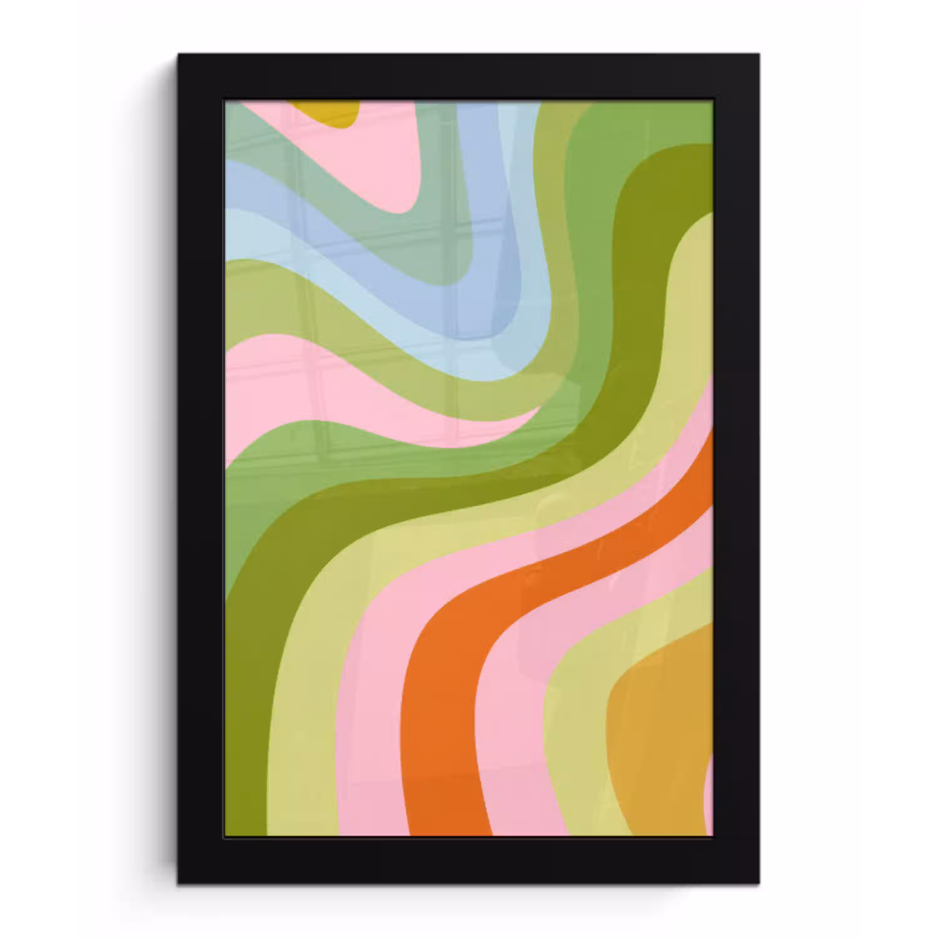 Lijnen - Pasteltinten - Golvend fotolijst zwart zonder passe partout klein -3d