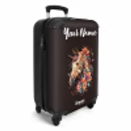 Eenhoorn en Bloemen op Zwarte Achtergrond NBS - Handbagage koffer - Kinderen Unisex middel -productfoto_3d