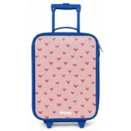 Hartjespatroon met roze kleuren Kinderkoffer - Blauw klein -zz3dotto