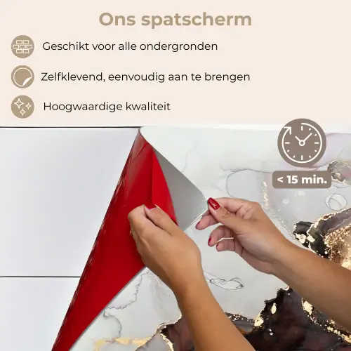 Rood - Marmer - Goud keuken achterwand spatscherm klein -spatscherm_NL