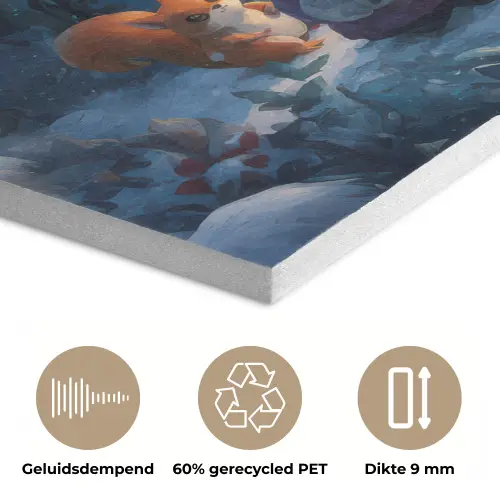 Winter - Gnooms - Eekhoorns - Meerkleurig PET vilt klein -closeup_NL