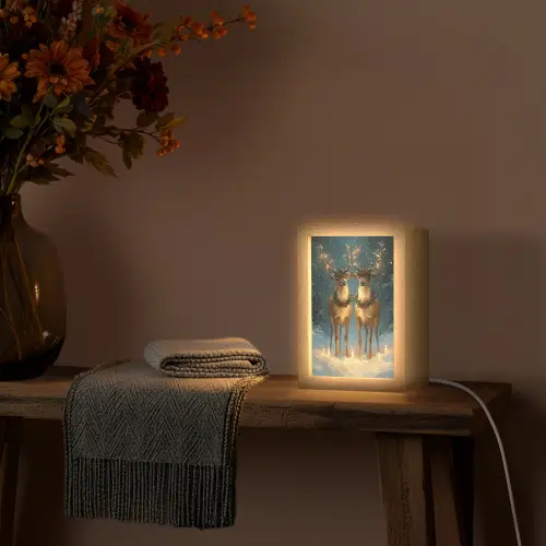 Dennensprookje - Rendier - Nacht Light Box met kabel (Tafellamp) klein -sfeer4