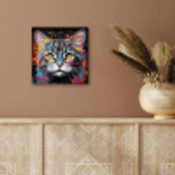 Kat - Graffiti - Dieren - Kleuren - Grijs aluminium wit klein -sfeer4