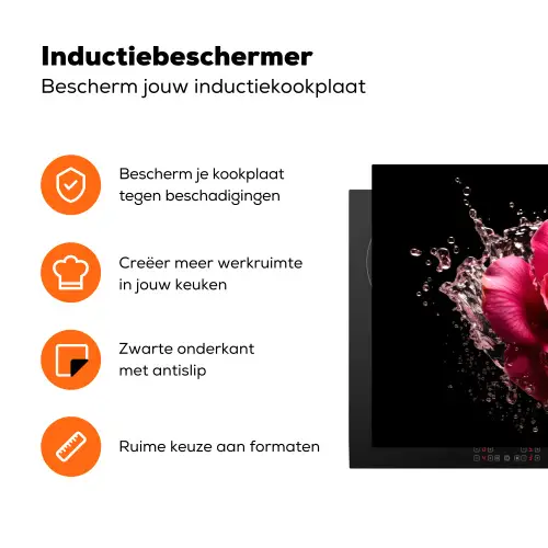 Bloemen - Roze - Water - Zwart - Botanisch - Natuur Inductie beschermer vinyl 3mm klein -zzzzzzz-td-ups