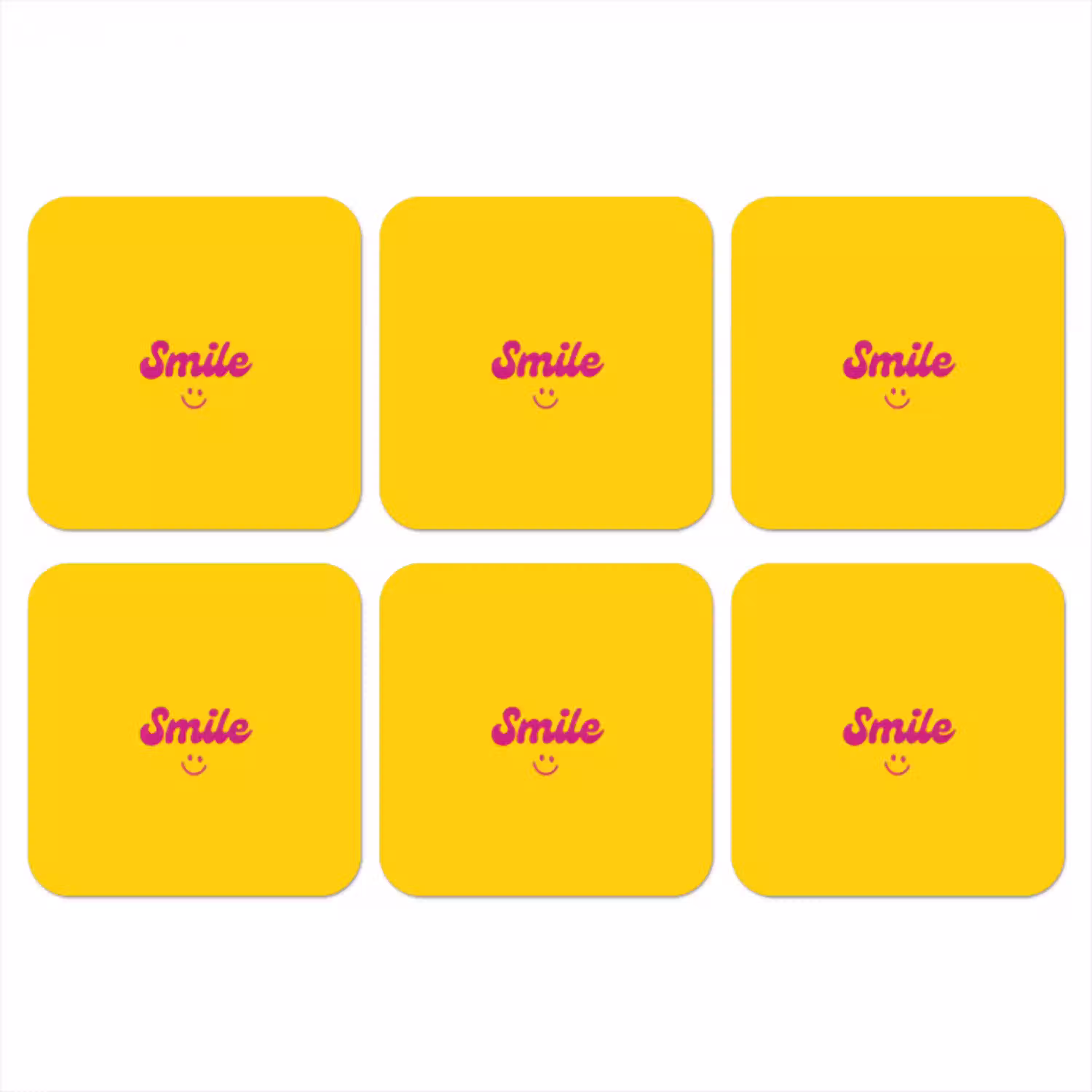 Smile - Geel - Roze onderzetter kurk middel -3d