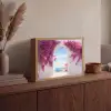 Zee - Roze - Bloemen - Poort Light Box met batterij (Wandlamp) middel -sfeer2
