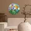 Mozaïek - Veld - Tulpen - Kleurrijk Wandcirkel kunststof plaat 5mm dik klein -sfeer1