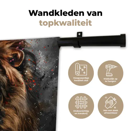 Leeuw - Dieren - Portret - Zwart - Luxe Wandkleed katoen klein -sfeer2