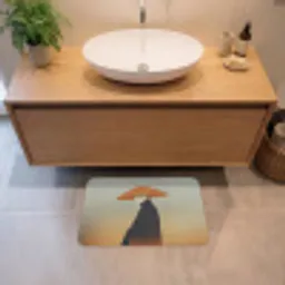 Minimalistisch - Silhouet - Oranje Badmat klein -sfeer1