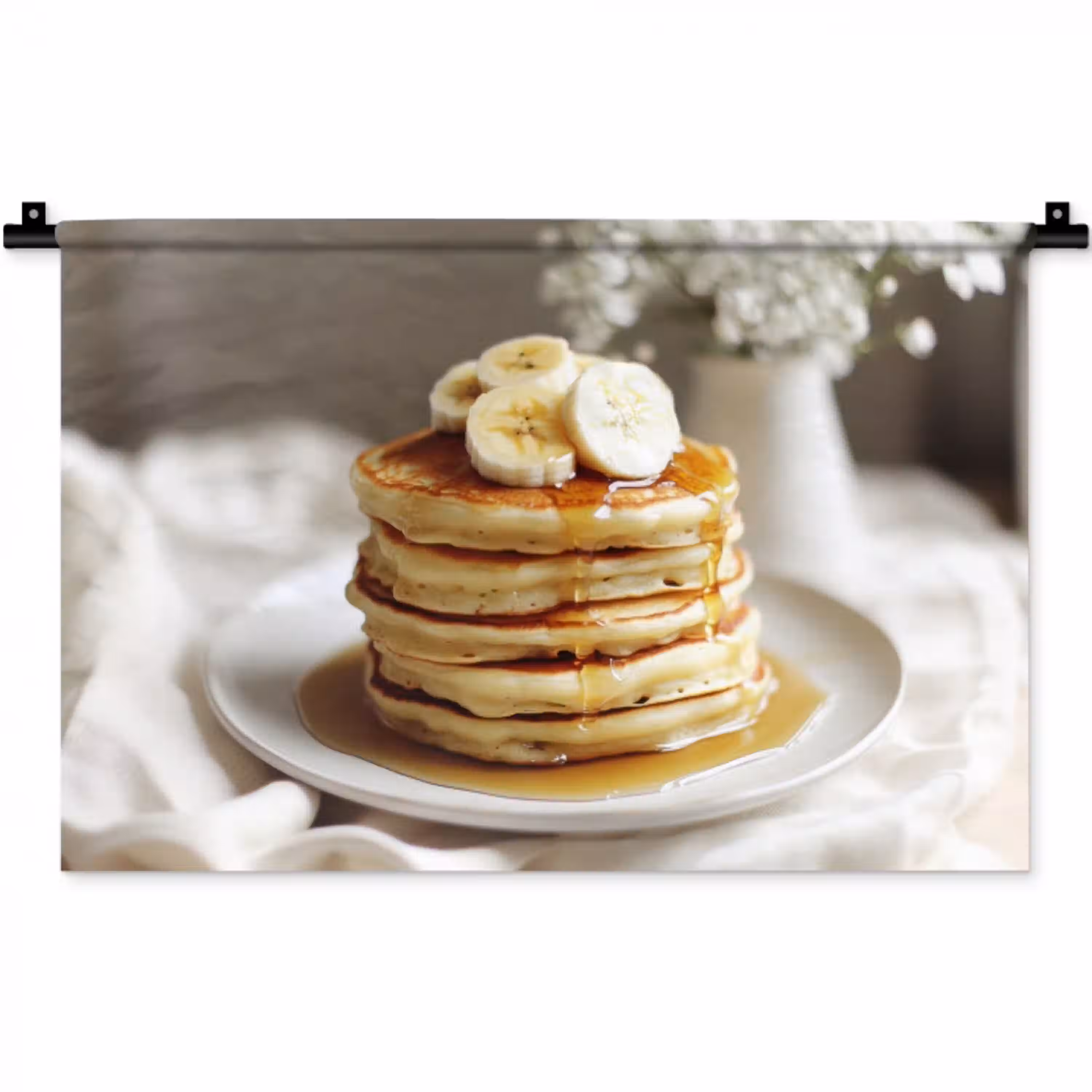 Pannenkoeken - Banaan - Siroop - Wit - Beige Wandkleed katoen klein -zz3d