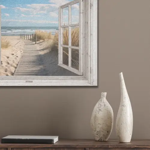 Raam - Zee - Kust - Natuur - Doorkijk - Strand - Waddenzee PET vilt klein -sfeer6_closeup