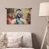 Pauw - Vogel - Bloemen - Planten - Pauwenveren Wandkleed katoen klein -sfeer4