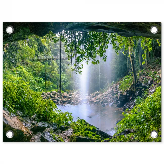 Verborgen Waterval tuinposter los doek klein -3d