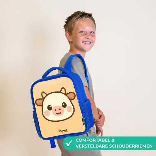 Kawai - Koe - Bruin Kinderrugzak - Blauw middel -sfeer3_NL
