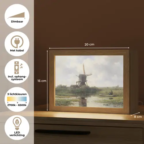 Molen - Willem Roelofs - Oude meesters - Kunst Light Box met kabel (Tafellamp) klein -USP_NL