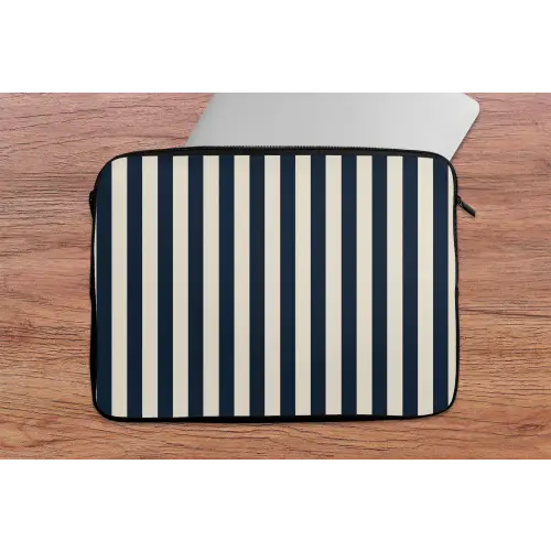 Verticale strepen - Blauw - Crème laptophoes neopreen klein 279 -tafel