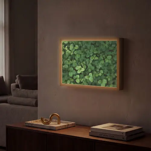 Groen - Bladeren - Kartel - Zonlicht Light Box met batterij (Wandlamp) middel -sfeer1