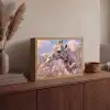 Giraffe - Bloemen - Roze Light Box met batterij (Wandlamp) middel -sfeer2
