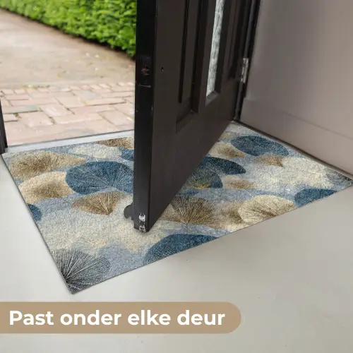 Bladeren - Abstract - Goud - Blauw Deurmat klein -USP_NL