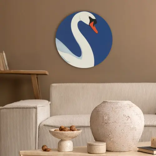Zwaan - Wit - Snavel - Illustratie Akoestische PET Vilt - Rond klein -sfeer1