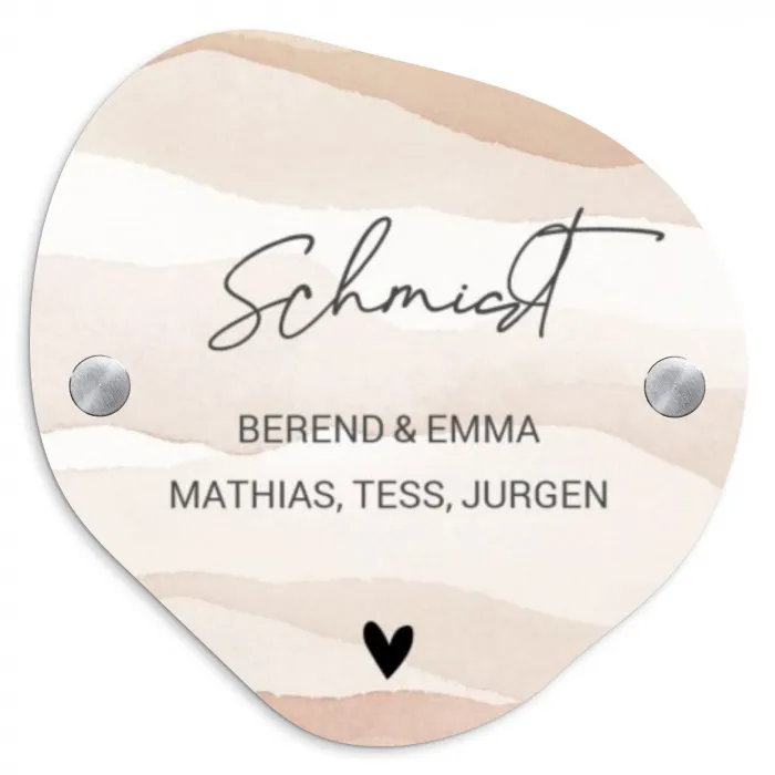 Beige lagen - Sierlijk Naambord Organisch middel -3d