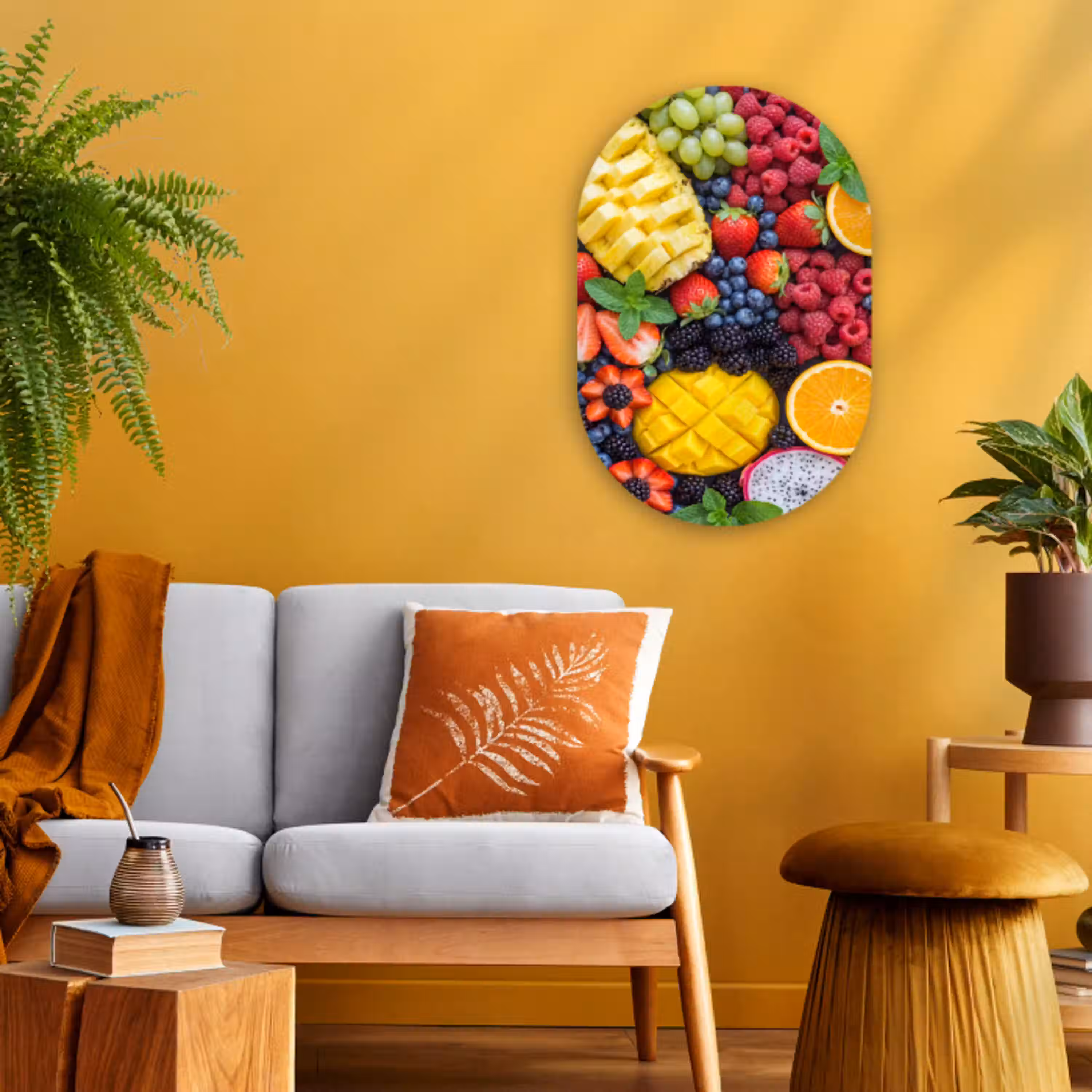 Fruit - Vers - Kleurrijk - Eten Wandcirkel Ovaal Forex klein -sfeer4